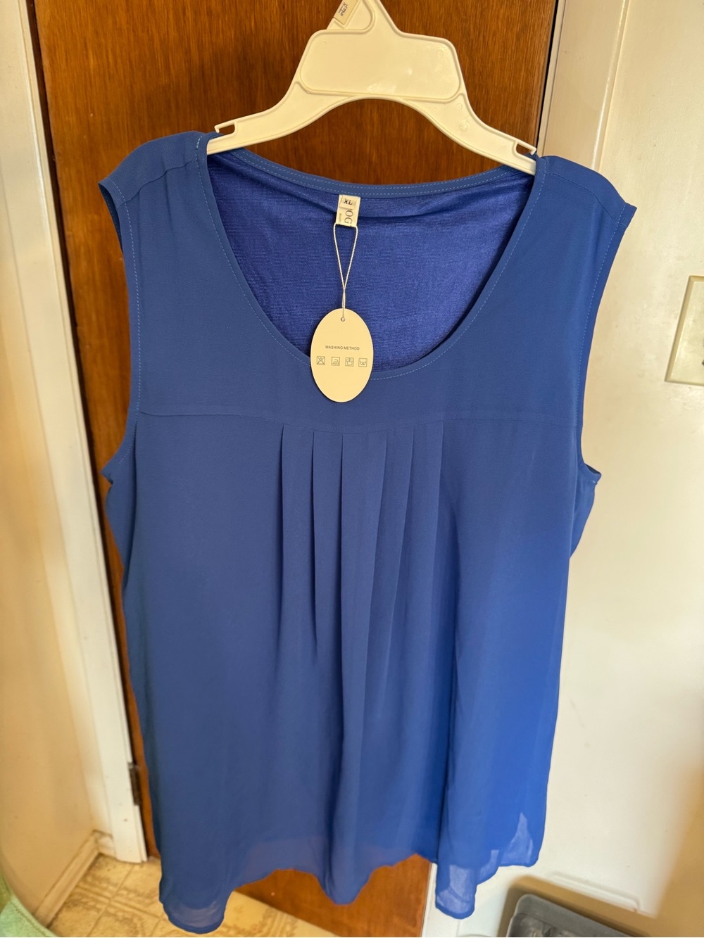 New With Tags, Royal Blue Women’s Sleeveless Pleated Top, Size XL, by POGTMM